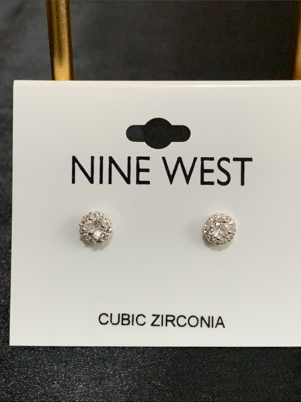 NWT Nine West silver tone cz stud earrings